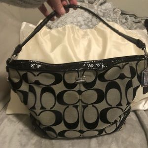 Grey and Black Coach Bag